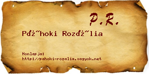 Páhoki Rozália névjegykártya