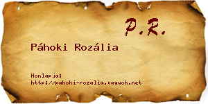 Páhoki Rozália névjegykártya